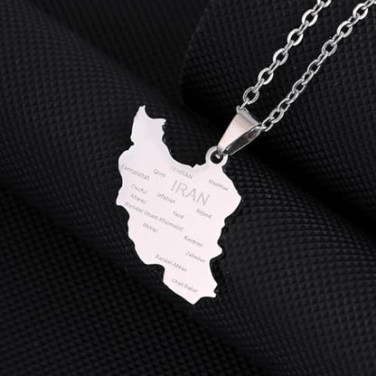 Iran Necklace Iran Map Charm Necklaces Dainty Gold Necklaces for Women Silver Jewelry Gifts for Women - color: A2