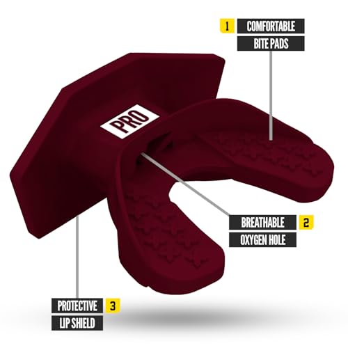 Nxtrnd One Pro Football Mouth Guard, Interchangeable Strap, Fits Adult & Youth (Maroon) - color: Maroon Pro