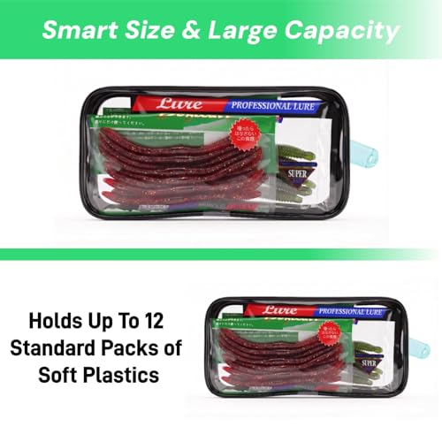 2 Pcs Water-Resistant Fishing Tackle Storage Bags,Premium Fishing Accessory Pouch,Fishing Bait Lures Storage Bags for Soft Plastics and Fishing Gear, Durable & Tough Build, Large Capacity | Premium Fishing Accessory Pouch, For Soft Plastics & Fishing Gear