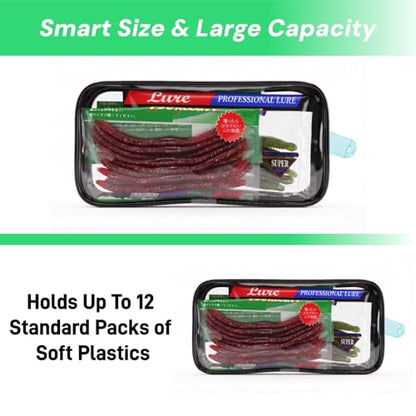 2 Pcs Water-Resistant Fishing Tackle Storage Bags,Premium Fishing Accessory Pouch,Fishing Bait Lures Storage Bags for Soft Plastics and Fishing Gear, Durable & Tough Build, Large Capacity | Premium Fishing Accessory Pouch, For Soft Plastics & Fishing Gear