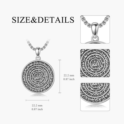 PELOVNY Allah Necklace for Men Women 925 Sterling Silver Islam Allah Pendant Chain Islamic Muslim Religious Jewelry Gifts - color: Allah-02