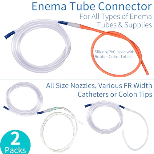 Enema Tube Hose Connector Adapter – Polypropylene Step Fit for 7mm to 12mm Inner Diameter Tubes – Leak-Proof Enema Kit Extension Joint, Hose Coupling Fitting, Replaceable Parts – Pipe Extender, 2-Pack