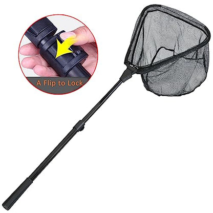 RESTCLOUD Fishing Landing Net with Telescoping Pole Handle, Fishing net Freshwater for Kids Men Women, Extend to 40-63 Inches - style: G: Aircraft-grade Aluminum Handle, 71" Full