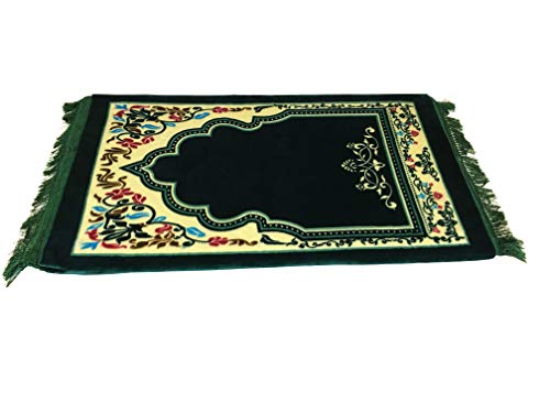 Memory Foam Muslim Prayer mat Rug (Green) - color: Green