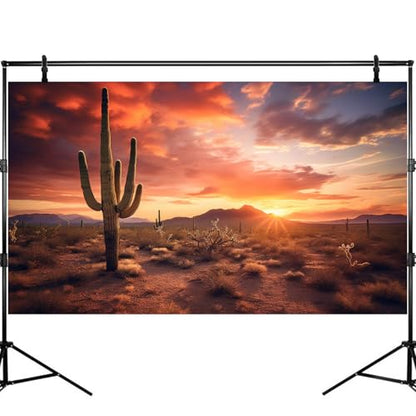 Sunset Desert Reptile Tank Background Majestic Saguaro Cacti Against Sunset Cloudy Sky Aquarium Background Barren Thorns Desert Jungle Natural Landscape Reptile Tank Terrarium Backgrounds 24x16in - size: 24(W)x16(H)inches/ 60(W)*40cm(H)