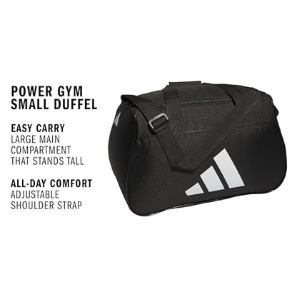 adidas Power Gym Bag – Lightweight Small Duffel, Black/White, OSFA - color: Black/White