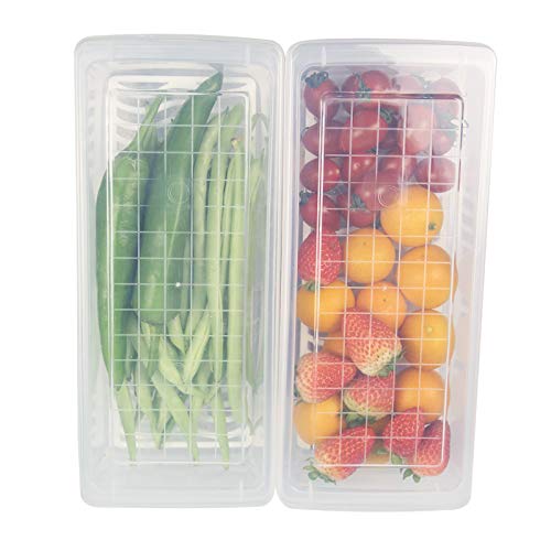 4PCS Food Storage Container, Plastic Food Containers Small | [With Removable Drain Plate and Lid], [Stackable Portable Freezer Storage Containers]-Tray to Keep Fruits, Vegetables, Meat - size: Small(4PCS)