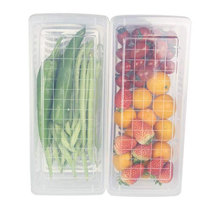 4PCS Food Storage Container, Plastic Food Containers Small | [With Removable Drain Plate and Lid], [Stackable Portable Freezer Storage Containers]-Tray to Keep Fruits, Vegetables, Meat - size: Small(4PCS)