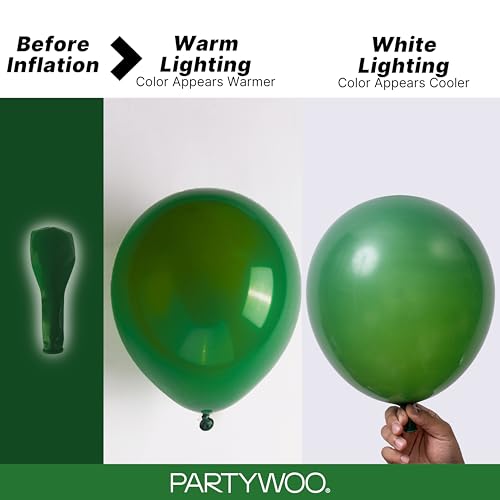 PartyWoo Dark Green Balloons 128pcs Emerald Hunter Forest Green Color - color: Green-y56
