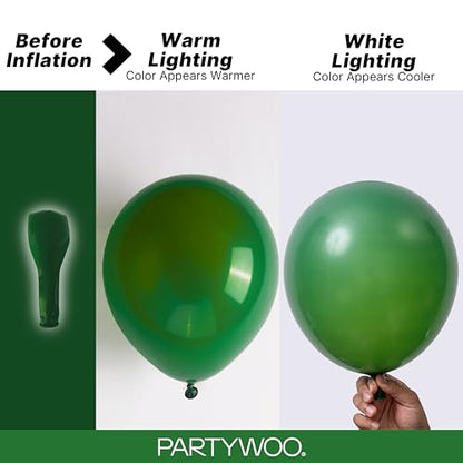 PartyWoo Dark Green Balloons 128pcs Emerald Hunter Forest Green Color - color: Green-y56