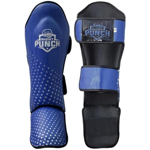 PU Leather Shin Guards for Kickboxing, MMA, Muay Thai Training, Protective Shin Pads - color: Blue\Silver, size: X-Small