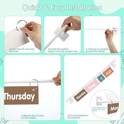 Boho Magnetic Flip Calendar for Classroom, Adjustable Rod Date Flip - color: 10-2