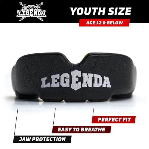 Legenda Sports Mouthguard for Kids (w/Case), Professional Mouthguard for Boxing, MMA, Karate, Football, BJJ, Martial Arts, Rugby, Lacrosse, Hockey (Black-Green) - color: Black-green