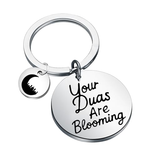 SEIRAA Islamic Dua Keychain Muslim Keyring Umrah Prayers Gifts Ramadan Eid Gift Your Duas Are Blooming Keychain (Your Duas Are key)