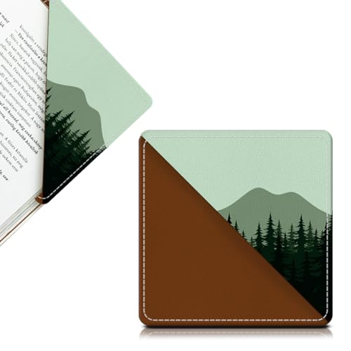 Cute Leather Bookmarks, Fun Triangle Making Corner Bookmark, Book Accessories for Reading Book Lovers, Unbreakable Page Markers for Women Men Drak Mountain - color: Dark Mountain