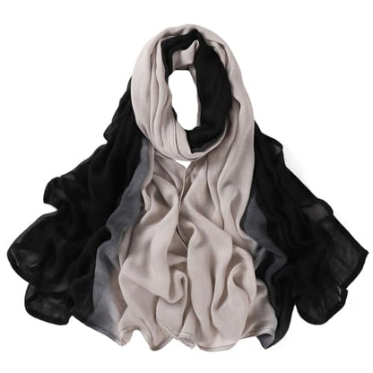 Premium Ombre Viscose Hijab Scarf for Women Muslim Lightweight Gradient Color Shade Hair Wraps Long Hijabs Scarves - color: Black 1#