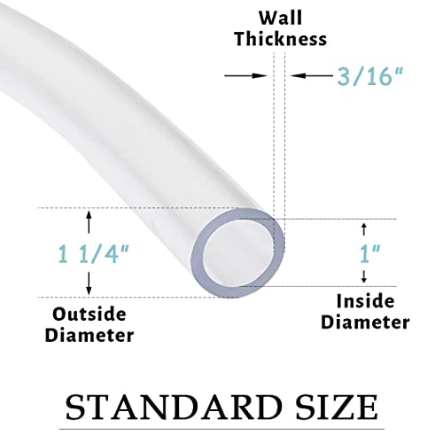 DAVCO 1" ID x 25ft Clear Vinyl Tubing, Low Pressure Flexible PVC Tubing, Heavy Duty UV Chemical Resistant Lightweight Plastic Vinyl Hose, BPA Free and Non Toxic - size: 1"ID, style: 25 Feet