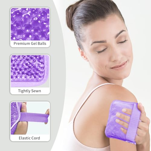 Gel Ice Pack for Injuries Reusable for Pain Swelling of Knee, Shoulder, Foot, Back, Ankle, Neck, Elbow, Wisdom Tooth - Cold or Hot Compress - style: Rectangle-Purple