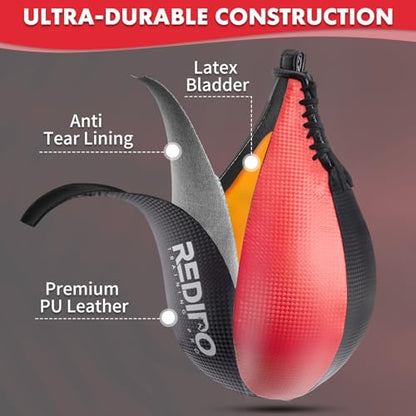 Boxing Speed Bag - PU Leather Speed Punching Ball for Boxing, MMA Training Speed Ball Reflex Ball Boxing Equipment, Punching Bag Workout Kicking Training Home Gym Exercise Speed Ball - color: Black&Red