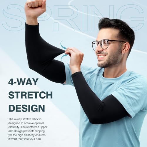 2 Pairs UV Protection Cooling Arm Sleeves Compression Sun Sleeves for Men Women Youth, Tattoo Cover Up, UPF 50 - color: 2 Pairs: White