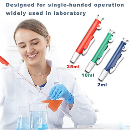 ONiLAB Pipette Pump Set, 2mL, 10mL & 25mL, 3 Pcs | Multiple Volume Options, Lightweight Design, Plastic And Glass Pipette Compatibility, Laboratory Liquid Handling - style: 2ml&10ml&25ml