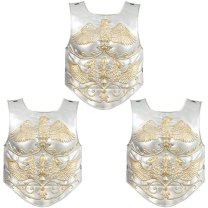 3 Pcs Medieval Knight Chest Guard, Retro Viking Body Chest Protector for Cosplay Party Renaissance Costume - color: Silver