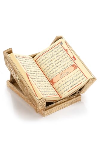 Special Design Quran Velvet Box with Stand with Allah and Muhammad Written | Special Quran Holder Stand | Islamic Gift | Perfect Ramadan,Eid,Birthday,Umrah Gift for Muslim Women Men Child (Gold) - color: Gold