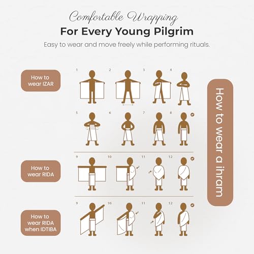 Pre-Teen Two-Piece Ihram Towel Set for Hajj and Umrah – A Pure White, Lightweight, and Travel-Friendly Children's Ihram - Breathable, Quick-Dry Microfiber Muslim Pilgrimage Wear for Boys Aged 7–11 - color: Pre_teen Ihram Set