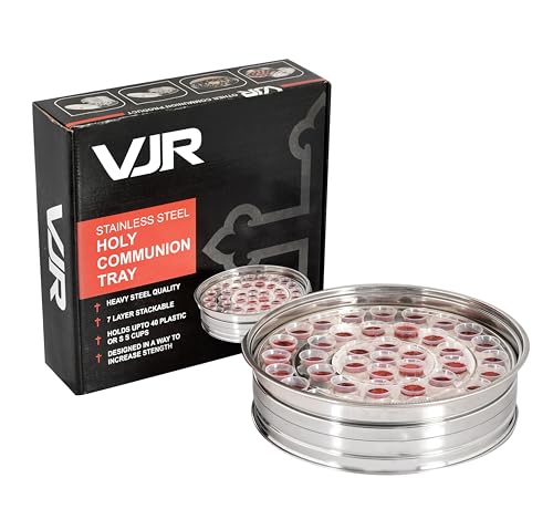 Communion Wine Tray Without Lid for Churches, 40 Cup Silver Stainless Steel Open Style Tray, Stackable Communion Tray, Reusable Communion Cups, Rust Proof, Dishwasher Safe, Bread Plate Compatible - color: Silver (Only Tray Without Lid), size: 11.7" x 11.7