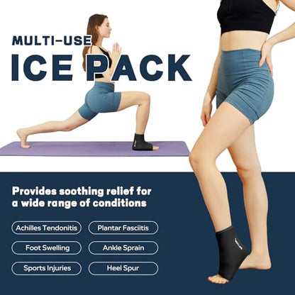 BILITOK Reusable Foot Ankle Ice Pack Wrap for Injuries, Cold Compression Therapy for Achilles Tendonitis, Plantar Fasciitis, Swelling, Sprained, Pain Relief (Black) - color: Black