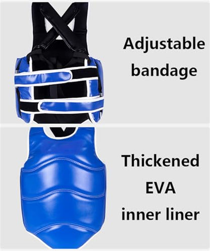Padded Muay Thai Chest Protector Boxing, Taekwondo MMA Martial Arts Kickboxing Karate Sparring Body Guard Training - color: Red, size: Small