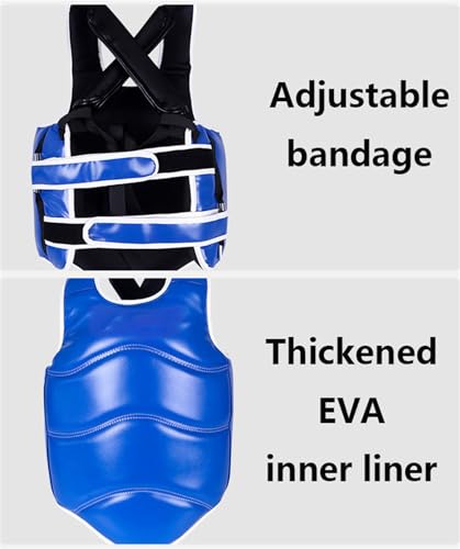 Padded Muay Thai Chest Protector Boxing, Taekwondo MMA Martial Arts Kickboxing Karate Sparring Body Guard Training - color: Blue, size: Medium