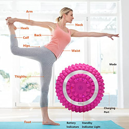 Vibrating Massage Ball 4-Speed High-Intensity Fitness Yoga Massage Roller, Relieving Muscle Tension Pain & Pressure Massaging Balls (Pink) - color: Pink