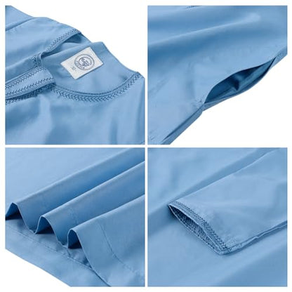 ITODA Embroidered Muslim Arabic Thobe Long Sleeve Kaftan Islamic Ramadan Prayer Robe - color: Blue