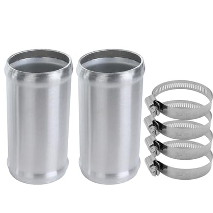 AC PERFORMANCE 2.25" (57mm) OD Aluminum Alloy Hose Joiner Silicone Pipe Connector Bead, 4" Length with 304 SS Clamps, Pack of 2 - size: 2.25" (57mm) - 2PCS