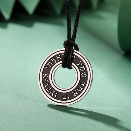 TEAMER Shema Yisrael Necklace Jewish Prayer Hear O Necklace Stainless Steel Hebrew Pendant Religious Vintage Jewelry for Men Women - style: Rope Chain