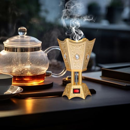 Ciieeo Electric Bakhoor Burner for Home Metal Incense Holder Aromatherapy Oud Burner Electric Incense Censer Southeast Asian Middle Eastern Style
