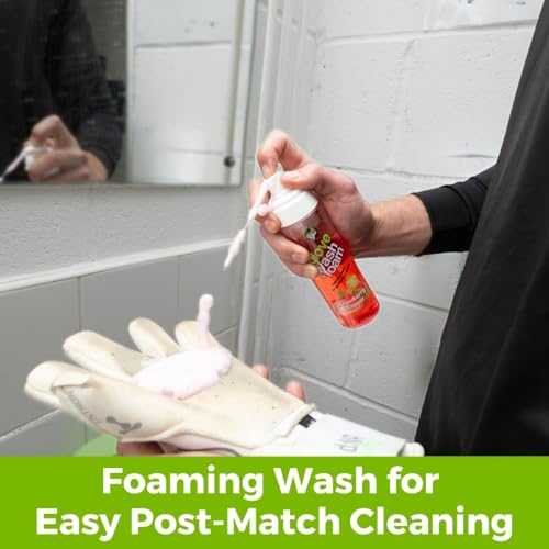 gloveglu Goalkeeper Gloves Wash & Foam | Specialized Foaming Wash Solution with DirTECH Latex Cleaning Formula | Deep Cleans Dirt & Sweat While Maintaining Grip and Glove Performance | 200ml - color: Strawberry Stropper