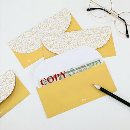 200 Pack Money Envelopes for Cash Gifts, Paper Greetings Money Holder Gift Envelope for Cash Gold Money Envelopes for Budgeting and Saving, Graduation, Birthday Supplies, 6.7 x 3 Inch