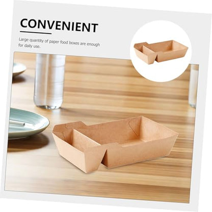 Healifty 50 Pcs Paper Food Serving Tray with Dip Pocket Paper Food Boats Fast Food Holder French Fries Box Party Snack Boat for Tacos Nachos Crawfish