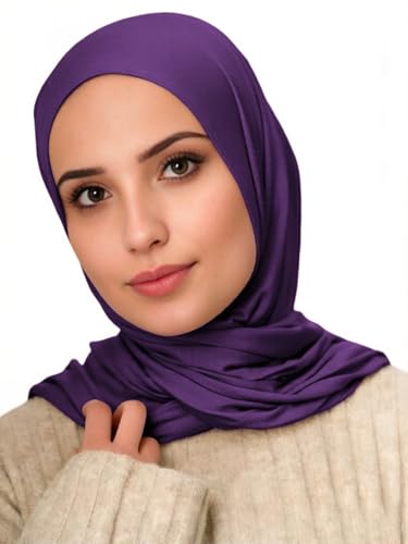 Harewom Polyester Hijab Lightweight Solid Head Wrap Scarf for Women Daily - color: Purple