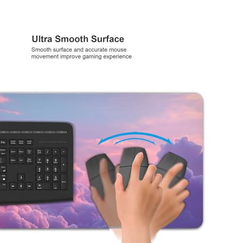 XXL Gaming Mouse Pad 35.4x15.7 Inch, Large Extended Desk Mat | Mousepad with clouds design Non-Slip Rubber Base, Water-Resistant Surface and Stitched Edges for Gaming, Office & Home - color: Cloud