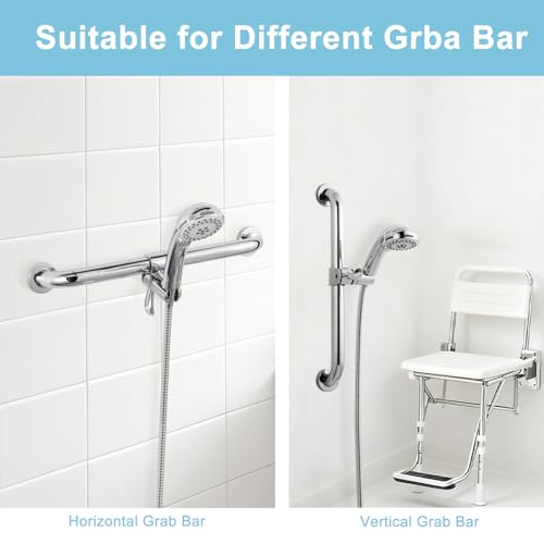 OFFO ADA Handshower Shower Grab Bar Head Holder, Universal Fit 1.25''(32mm) Hand Held Shower Bracket for Handicap Grab Bar, Detachable Bathroom Replacement, 360 Degree Rotation Sprayer Holder, Chrome - size: 1.25“