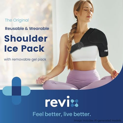 REVIX Shoulder Ice Pack Wrap for Rotator Cuff, with Removable Gel Pack | Reusable Gel Cold Wrap, 30-Minute Cooling, Flexible Fit for Recovery, Workout Relief & Daily Comfort, Men & Women - size: Standard, style: With Removable Gel Pack