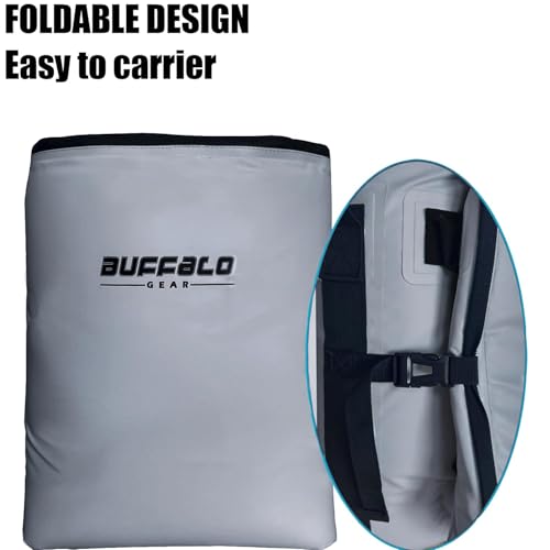 Buffalo Gear Insulated Fish Cooler - 27.5QT 58QT Waterproof Flat Bottom Bag, Leakproof and Fishing Kill Bag - color: Gray-85QT