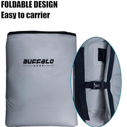 Buffalo Gear Insulated Fish Cooler - 27.5QT 58QT Waterproof Flat Bottom Bag, Leakproof and Fishing Kill Bag - color: Gray-85QT
