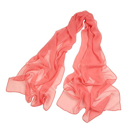 PANTONIGHT Long Chiffon Sheer Scarf For womens - color: 062 Watermelon Red