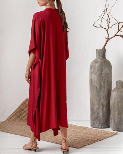 Bsubseach Women Kaftan Dresses Caftan Maxi Dress Swimsuit Cover Up Moomoo - color: B-red