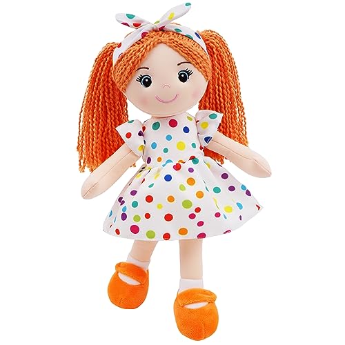 June Garden 14" Snuggle Cuties Bella - Soft Cuddly Plush Doll Gift for Girls - Huggable Rag Doll - Orange M - color: Orange Bella, size: Medium