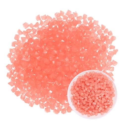 M METERXITY 300-Pack Glow in The Dark Rocks, 0.51" Resin Outdoor Garden Decorations Luminous Rhombus Stones for Garden Plants/Aquarium/Backyard Path, Aquarium Gravel [Orange] - color: Orange